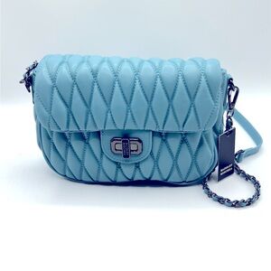 Brand New Badgley Mischka Mini Quilted Messenger Bag (BMH-534 Blue)